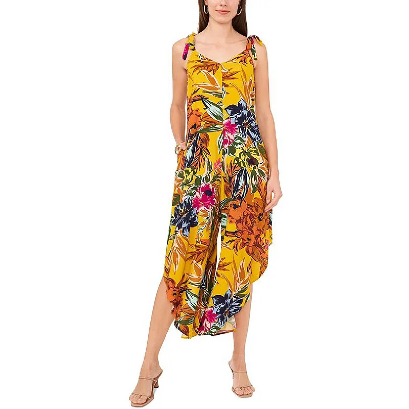 Vince Camuto Womens Floral Print Wide Leg Jumpsuit