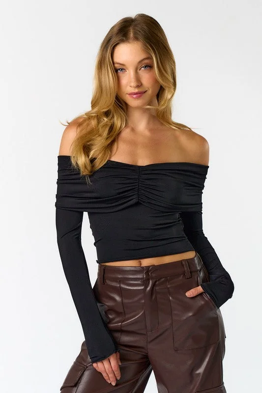 Elegant Off Shoulder Long Sleeve Top