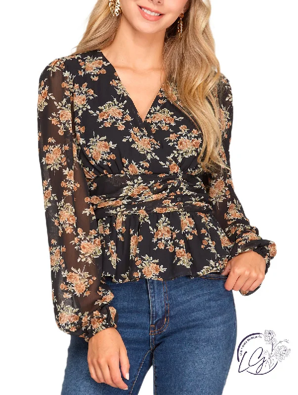 Coming Together Floral Surplice Top