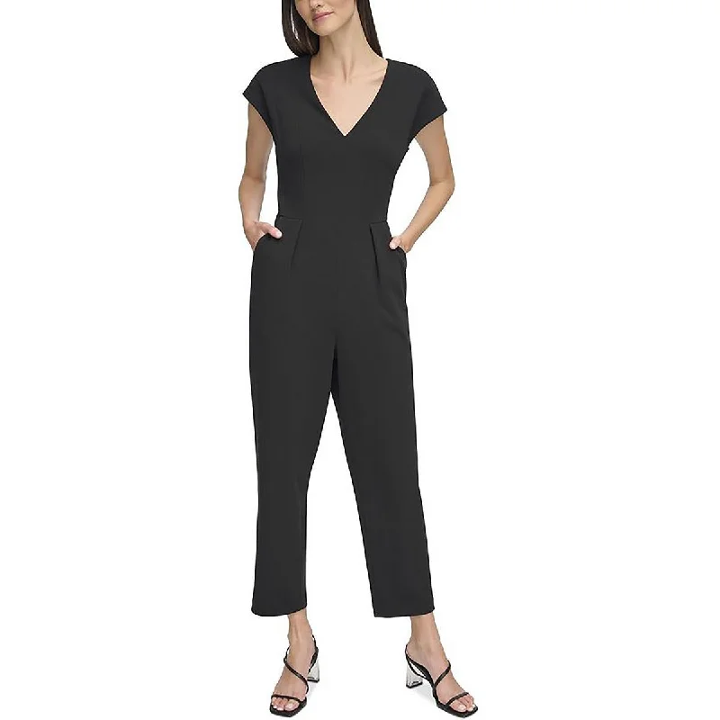 Calvin Klein Womens Pleated Cropped Jumpsuit