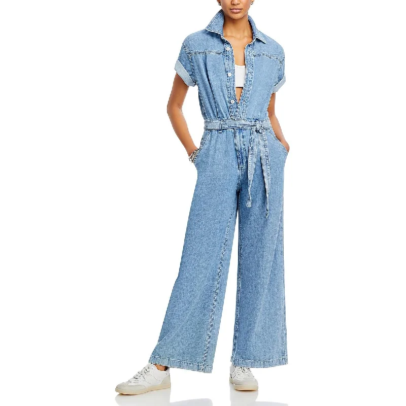 Rag & Bone Womens Denim Wide-Leg Jumpsuit