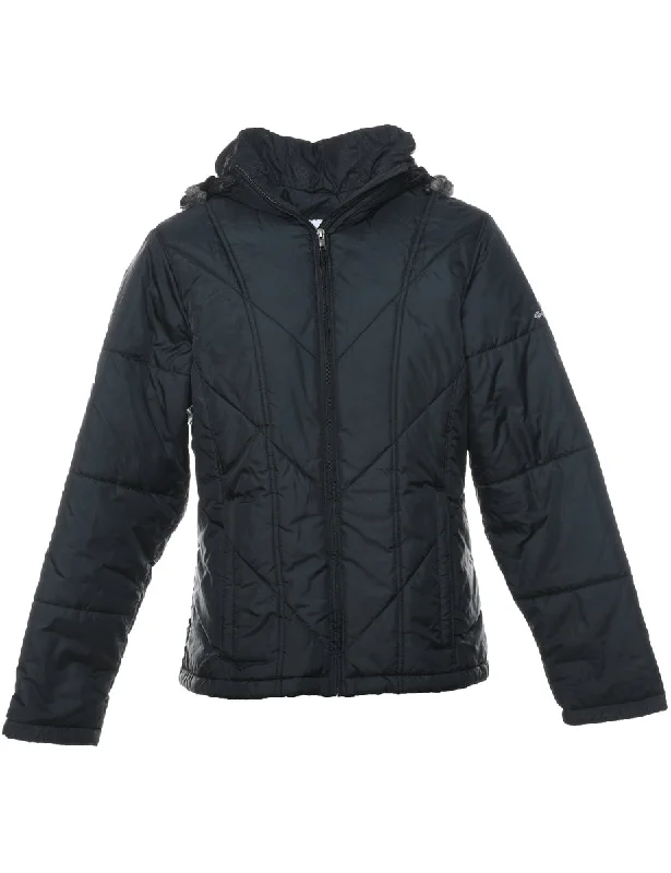 Columbia Black Zip-Front Hooded Puffer Jacket - M