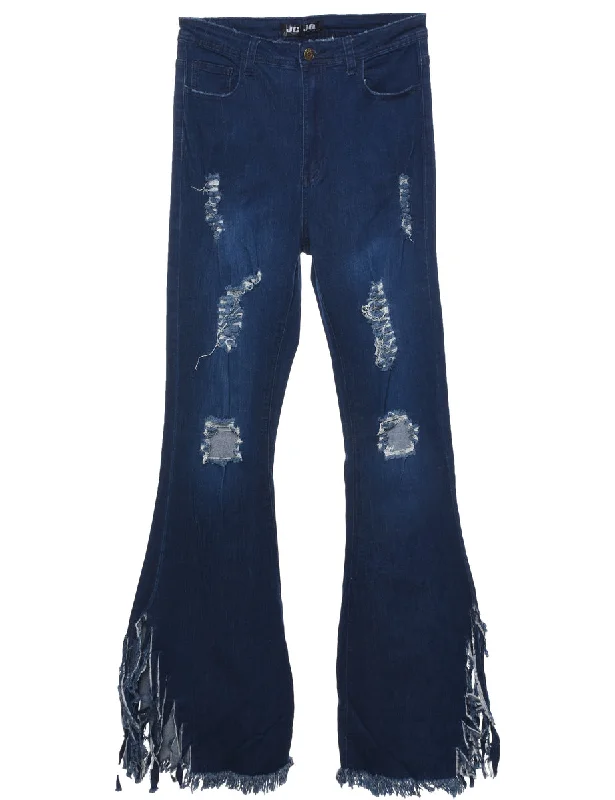 Frayed Hem Indigo Jeans - W28 L34