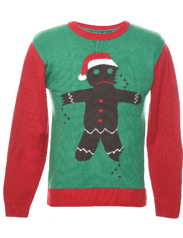 Teddy Bear Print Christmas Jumper - M