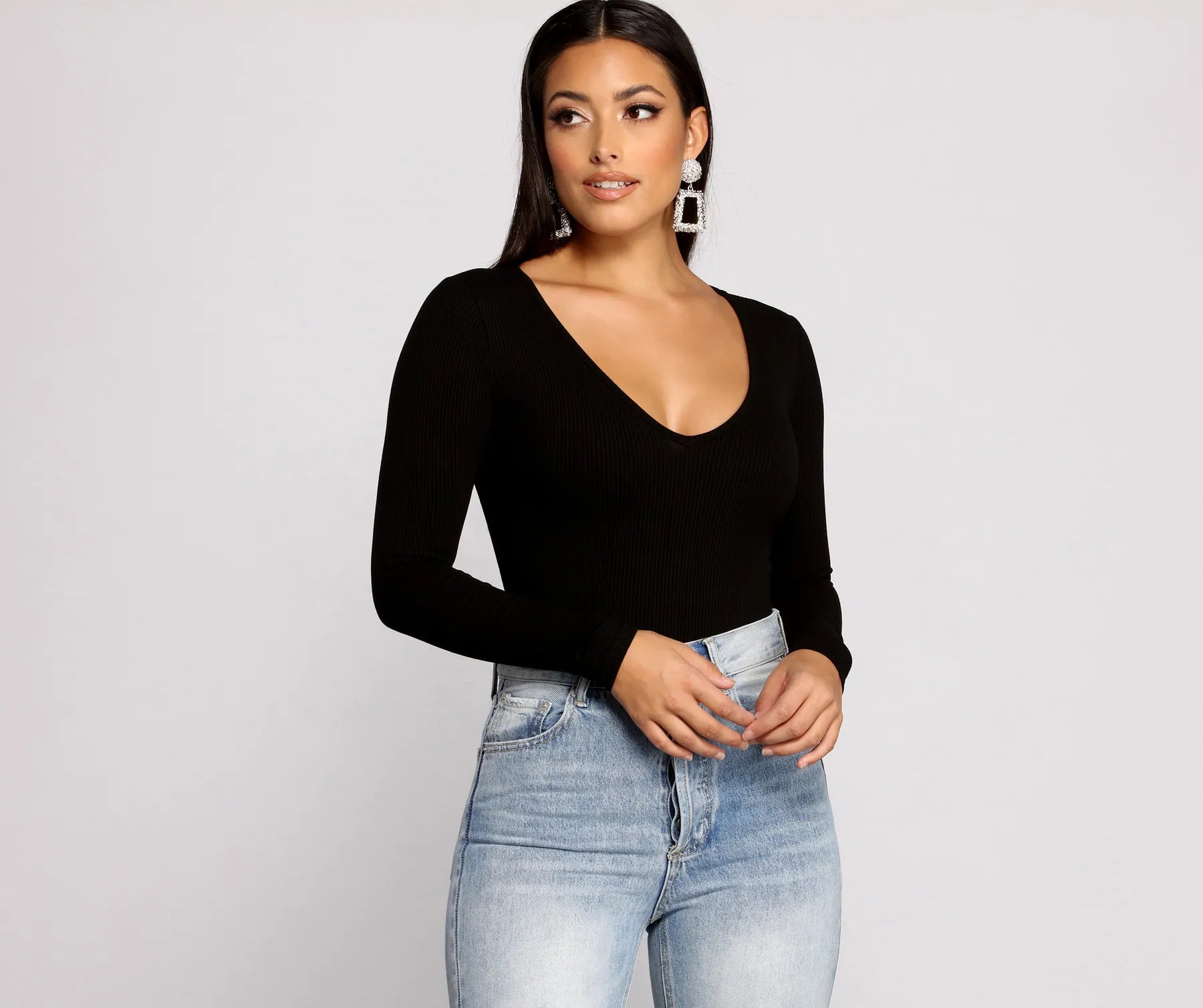 Basic Long Sleeve V-Neck Bodysuit