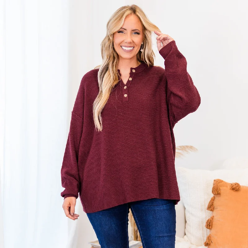 Please Take Me With You Sweater, Burgundy