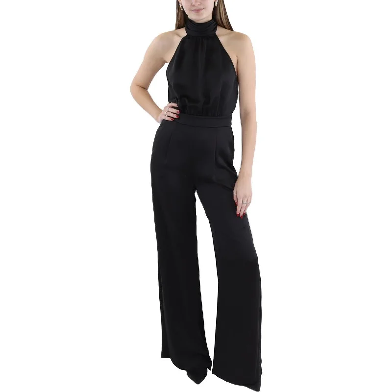 Ramy Brook Womens Tatiana Satin Halter Jumpsuit