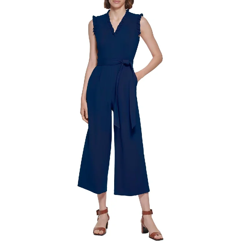 Calvin Klein Womens Knit Rufled Jumpsuit