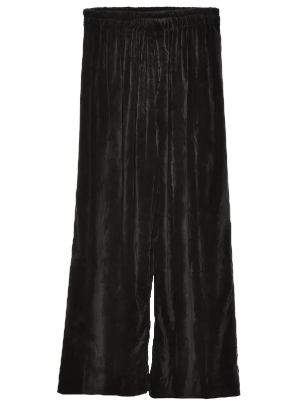 Velvet Fabric Black Trousers - W24 L27