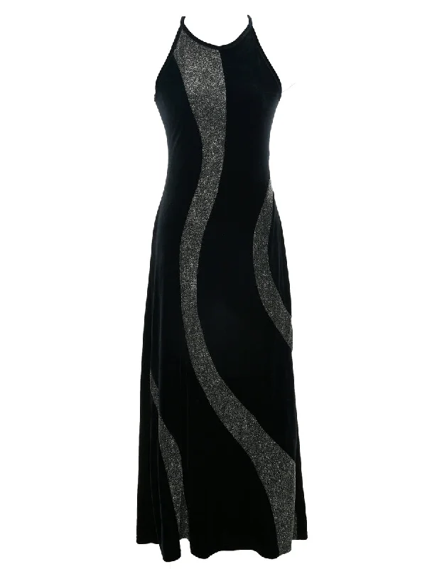 Velvet Lurex Thread Pattern Evening Dress - XS