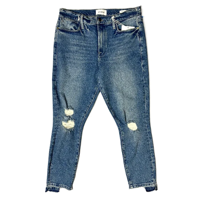 Jeans Cropped By Frame In Blue Denim, Size: 4