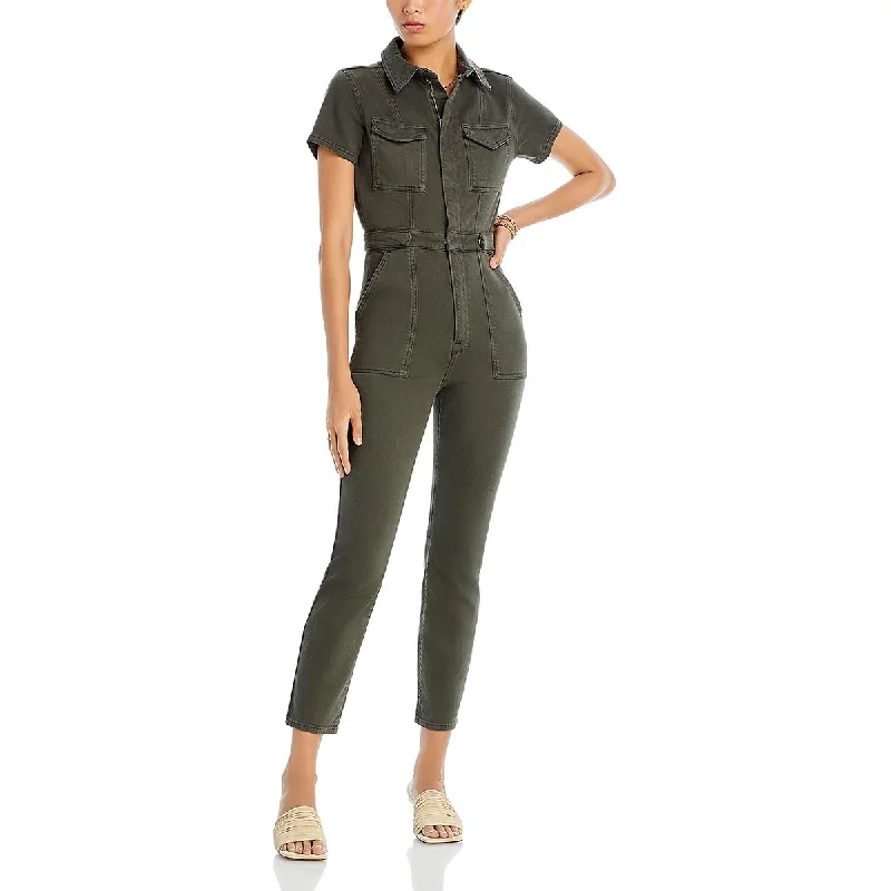 Good American Womens Collared Flap Pockets Jumpsuit