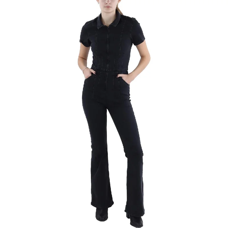 We The Free Womens Denim Flare Leg Jumpsuit