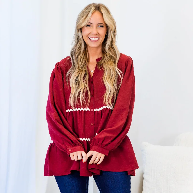 Honeycrisp Top, Burgundy