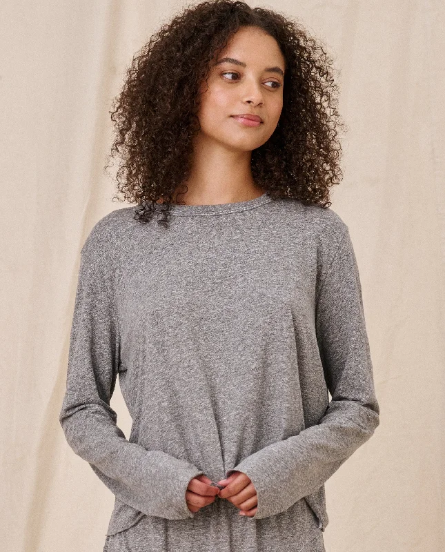 The Long Sleeve Crop Tee. -- Heather Grey