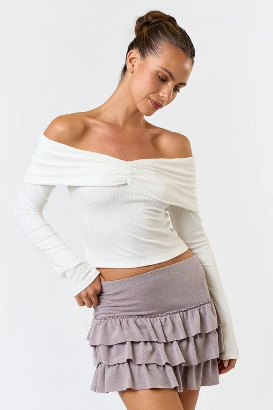 Elegant Off Shoulder Long Sleeve Top