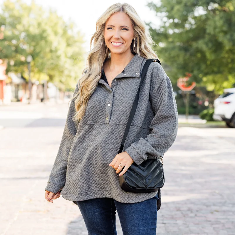 Snuggle Me Up Pullover, Charcoal Gray