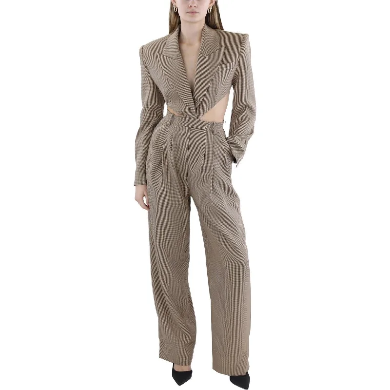 Ronny Kobo Womens Amschel Houndstooth Open Back Jumpsuit