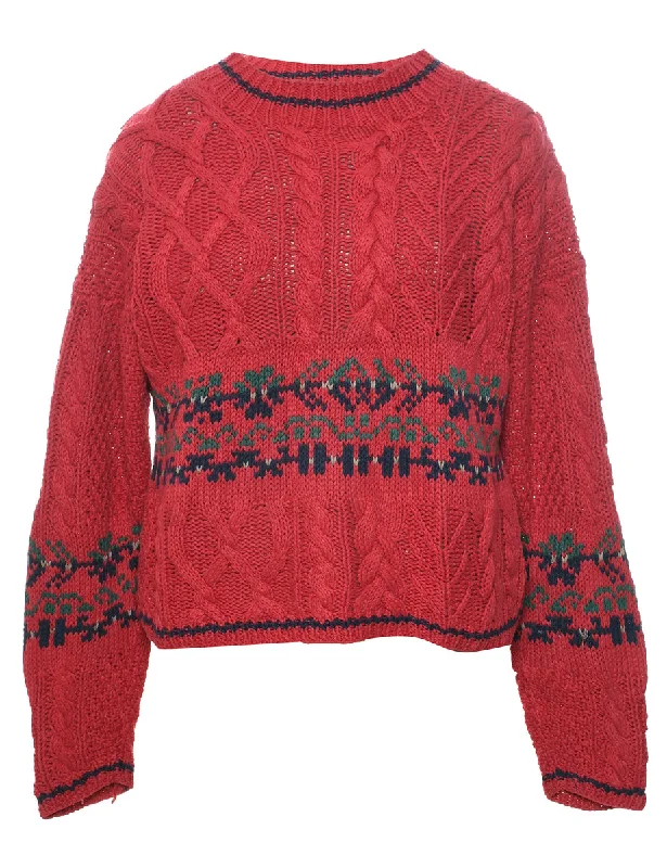 Cable Knit Jumper - M