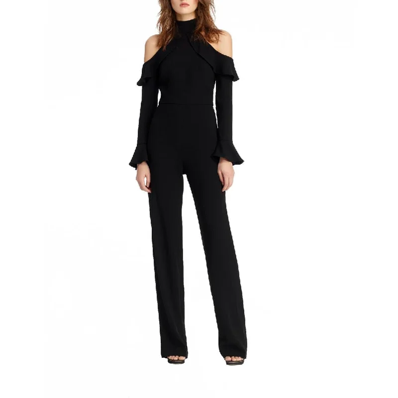 ML Monique Lhuillier Womens Halter Cold Shoulder Jumpsuit