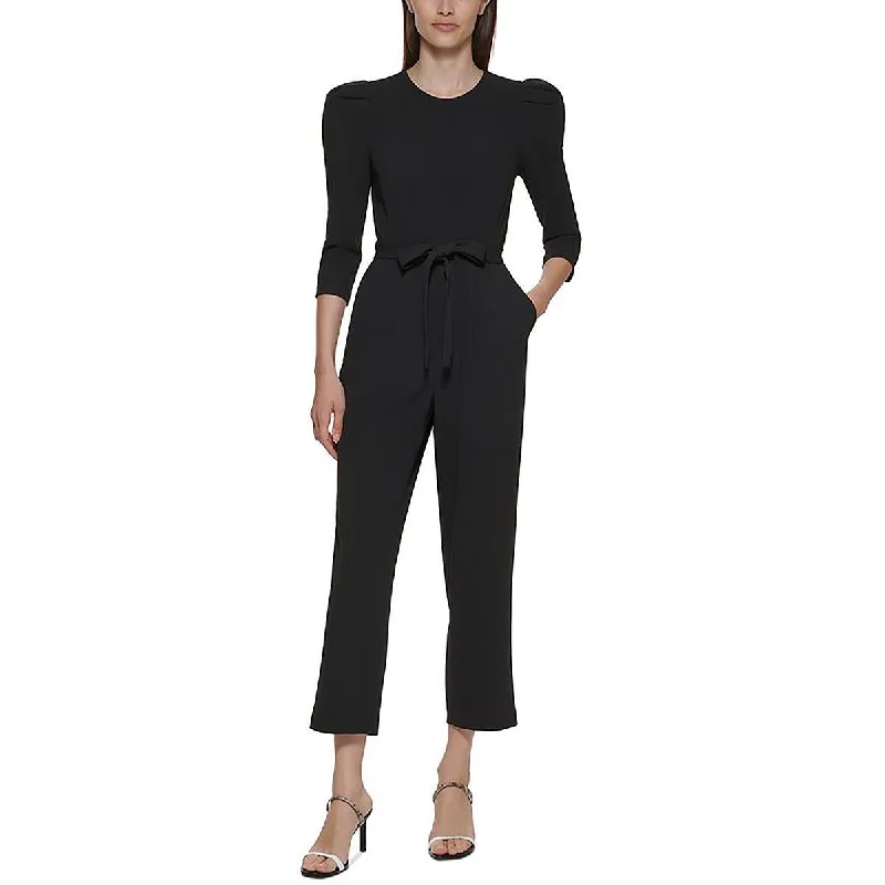 Calvin Klein Womens Belted Puff Sleeve Jumpsuit