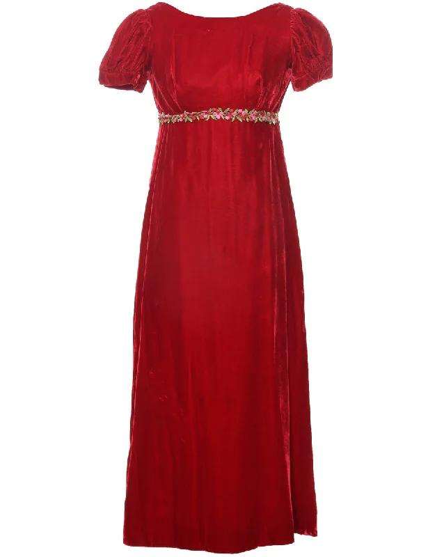 Velvet Red Evening Dress - XS