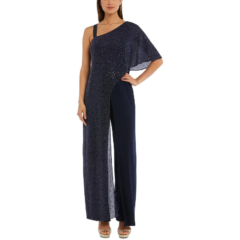 R&M Richards Womens Knit One Shoulder Jumpsuit