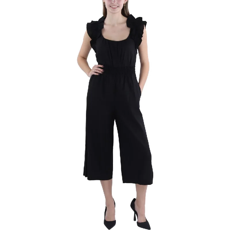 Vince Camuto Womens Linen Ruffled Jumpsuit