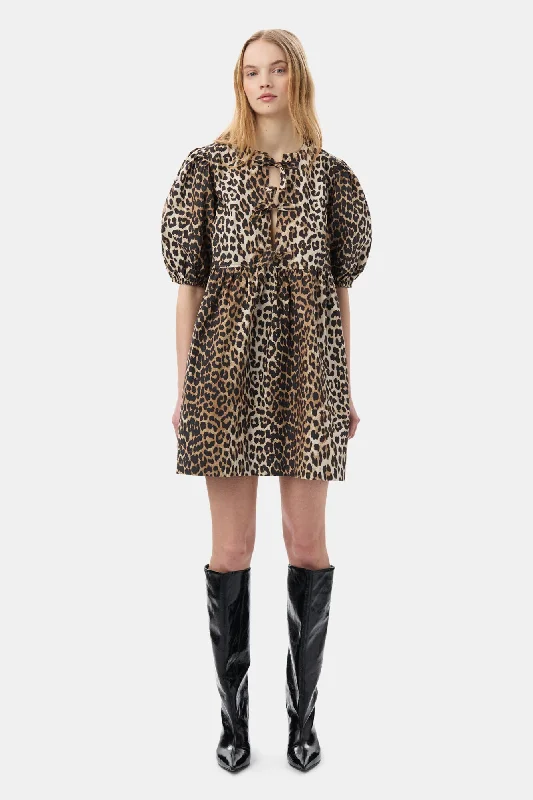 Ganni - Leopard Tie String Mini Dress