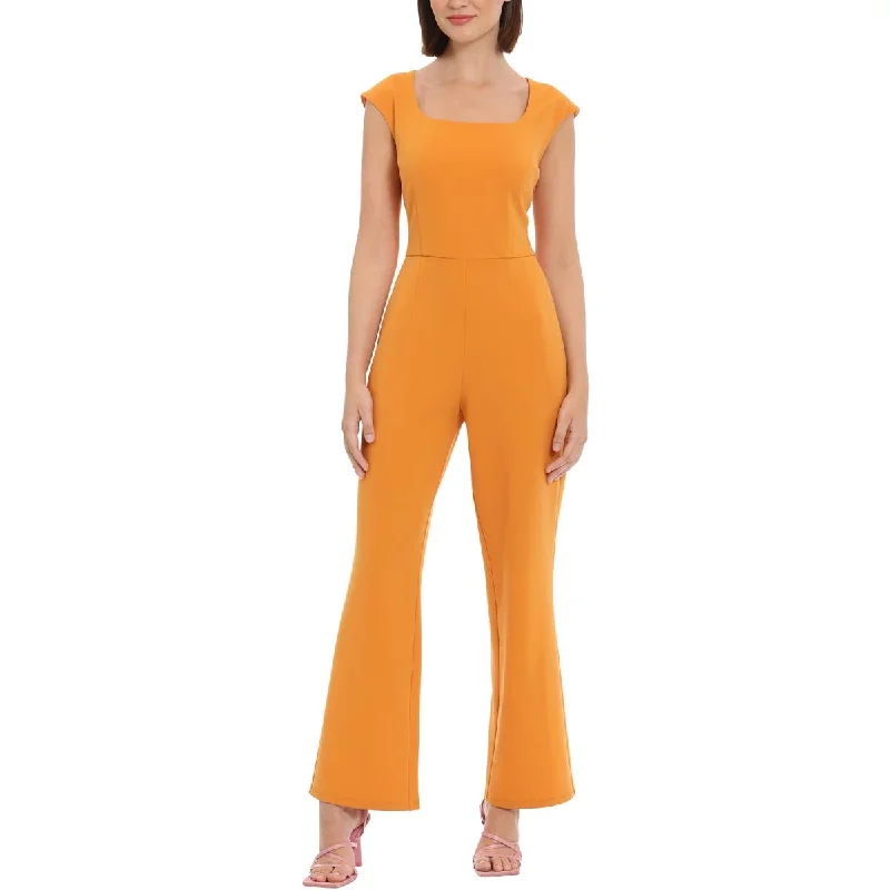 Donna Morgan Womens Square Neck Flare Leg Jumpsuit