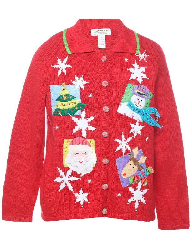 Snowfall Design Christmas Cardigan - M