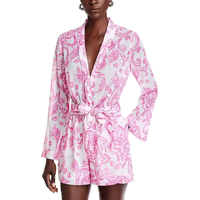 L'Agence Womens Floral Long Sleeve Romper