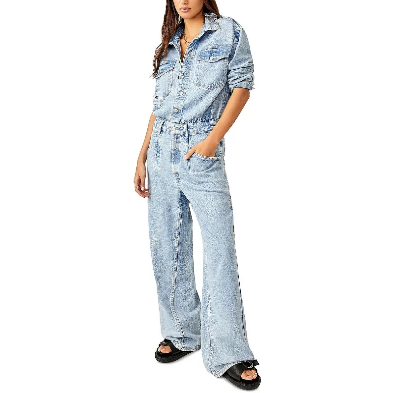 We The Free Womens Denim Relaxed Fit Jumpsuit